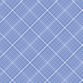 All About Daisies - Tartan Plaid Periwinkle - Jackie Robinson - Benartex Fabrics