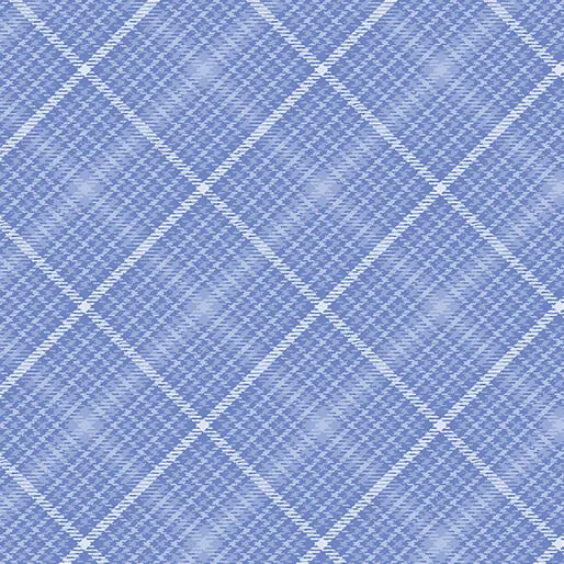All About Daisies - Tartan Plaid Periwinkle - Jackie Robinson - Benartex Fabrics