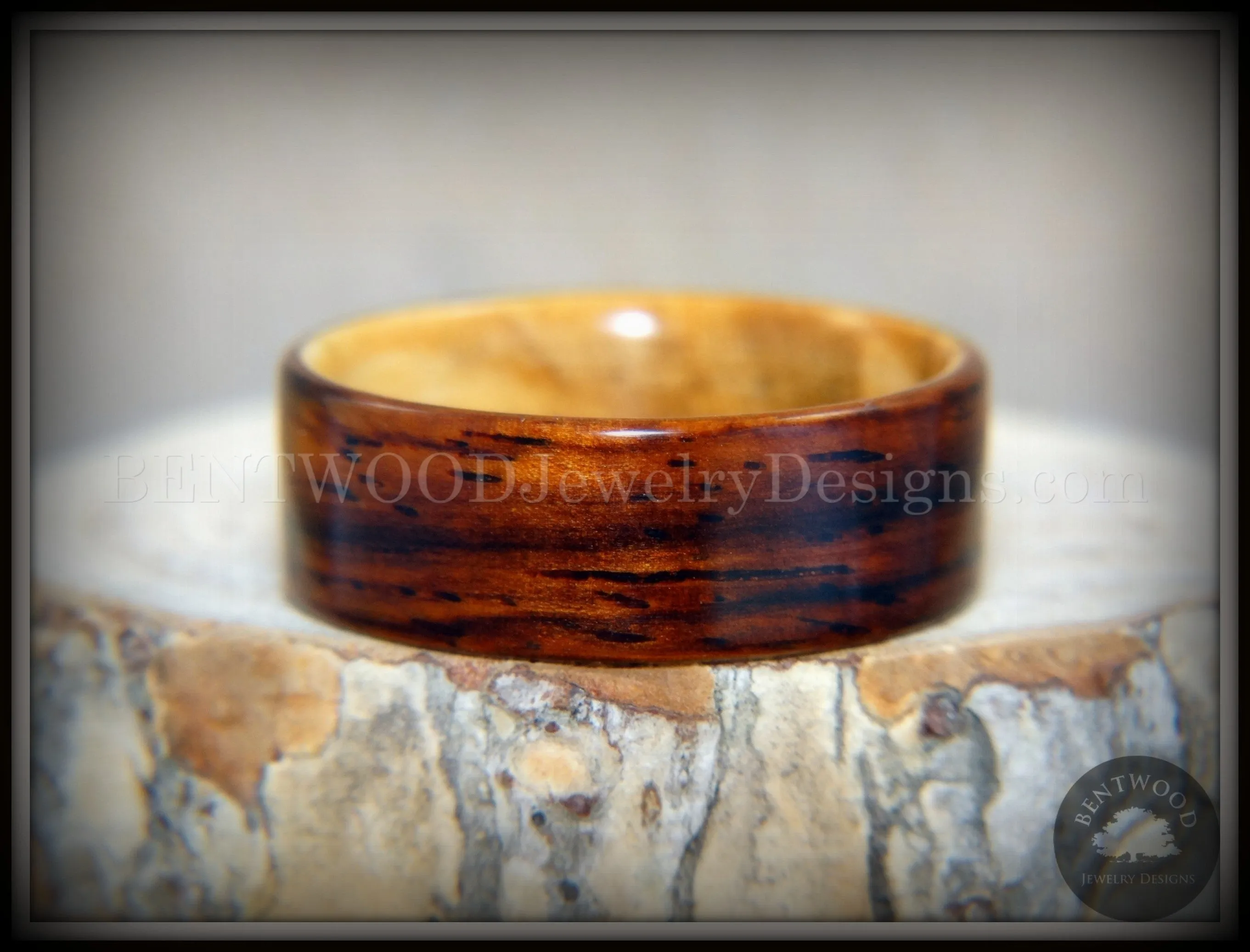 Bentwood Ring - "Exotic Union" Cocobolo on Olivewood Classic Wooden Ring