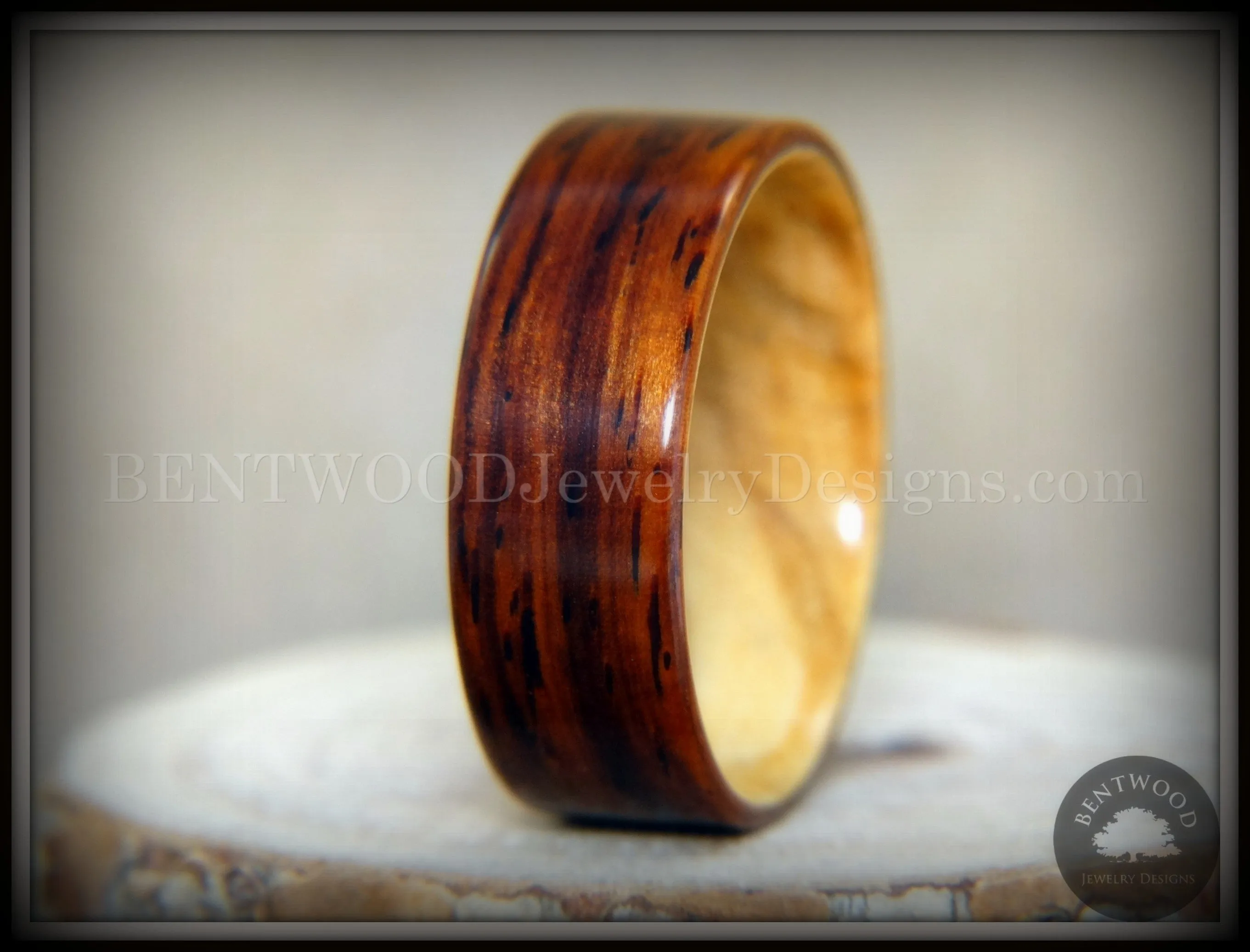 Bentwood Ring - "Exotic Union" Cocobolo on Olivewood Classic Wooden Ring