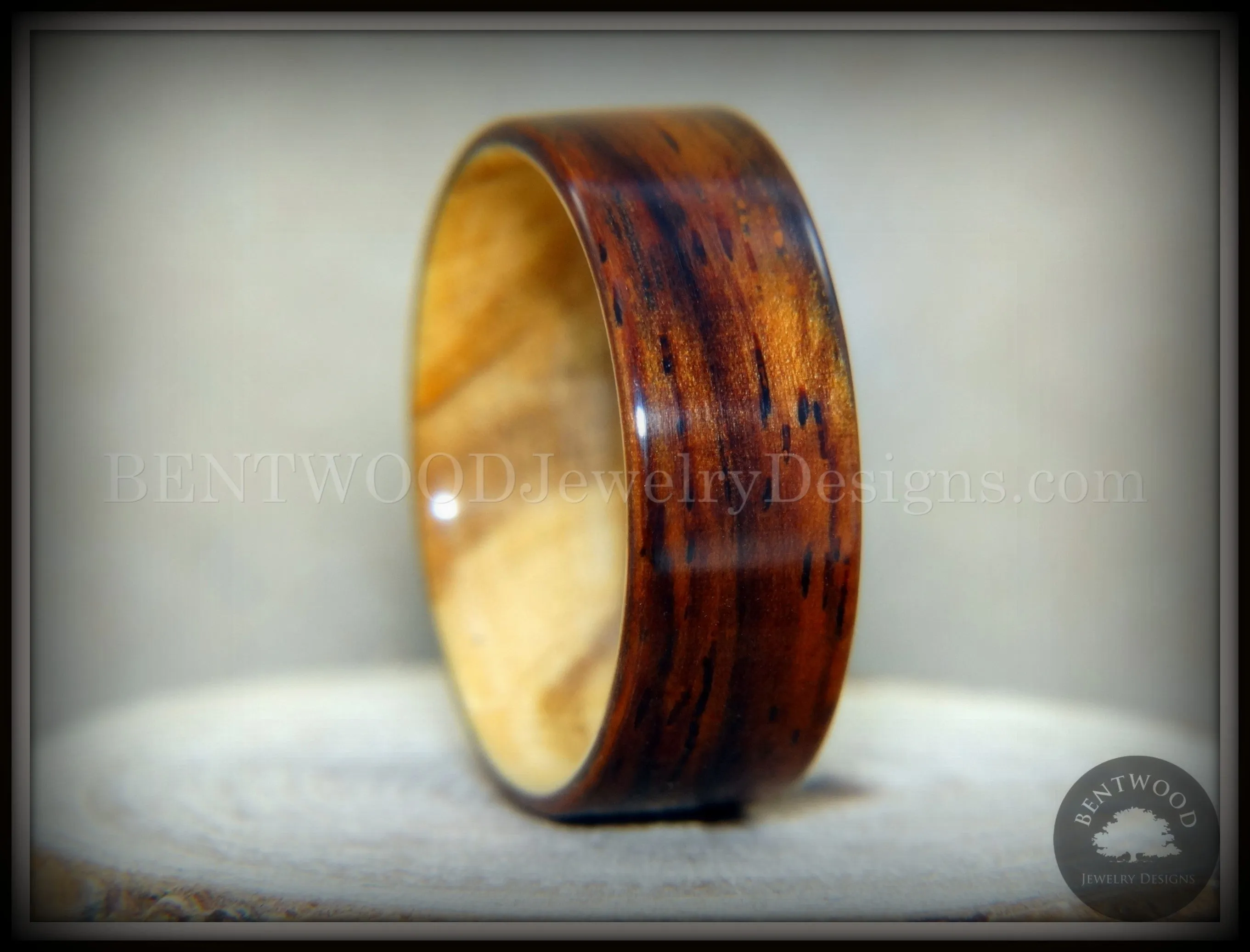 Bentwood Ring - "Exotic Union" Cocobolo on Olivewood Classic Wooden Ring