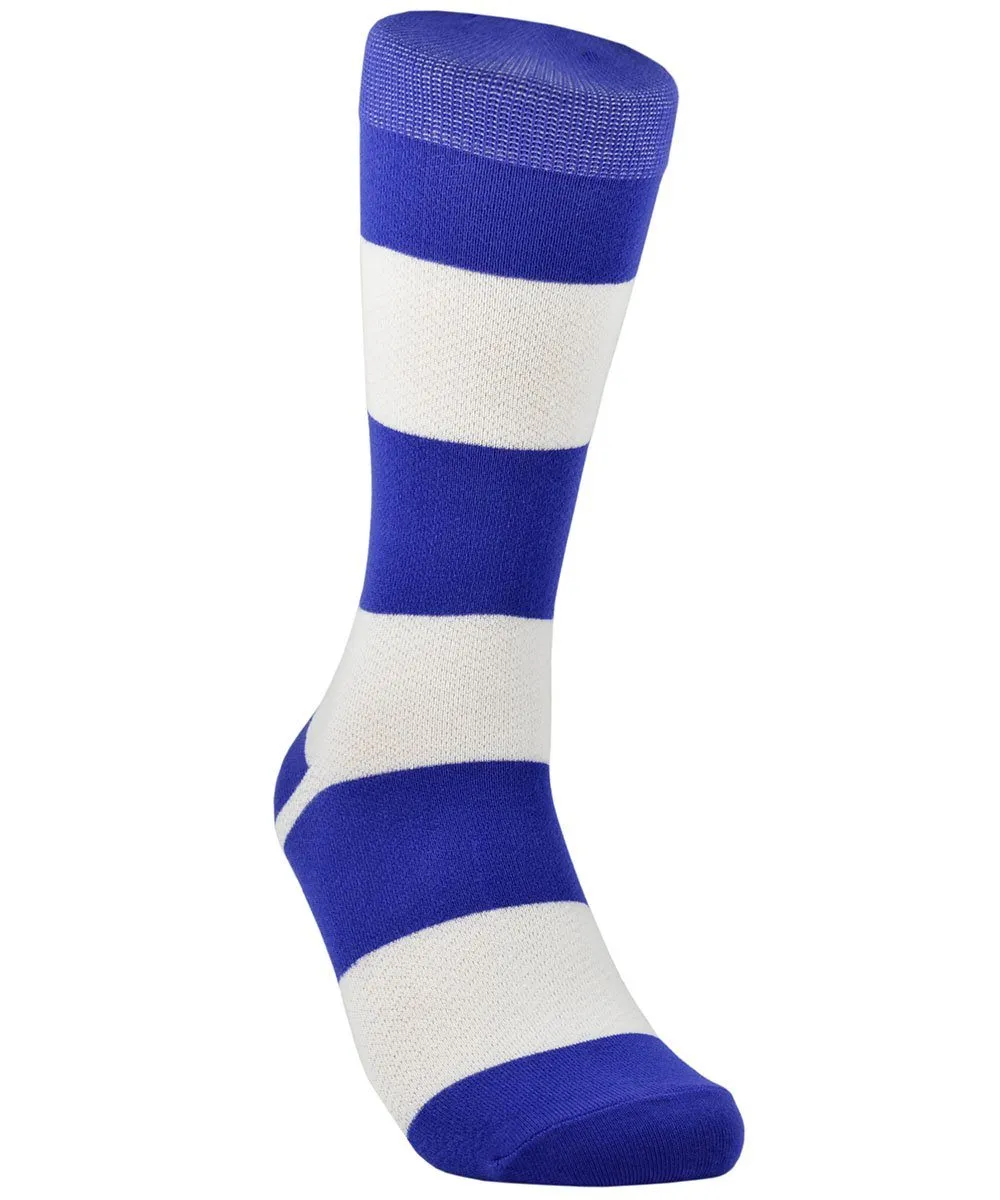 Blue and White Striped Cotton Dress Socks By Paul Malone