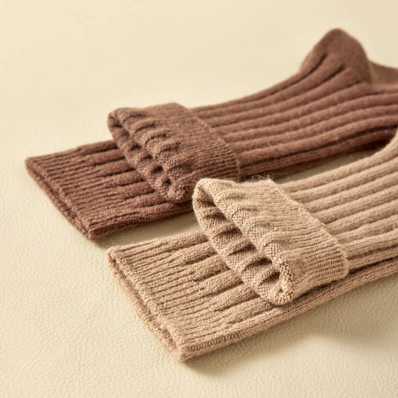 Cartoon Bear Embroidery Solid Color Thick Wool Socks