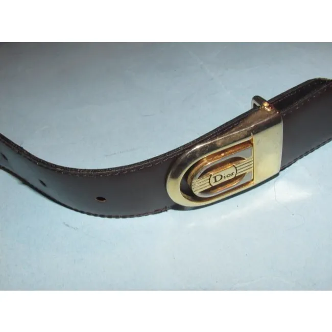 Dior Brownblacktwo Tone Buckle W Reversible Blackbrown Leather W Two Tone Engraved Belt