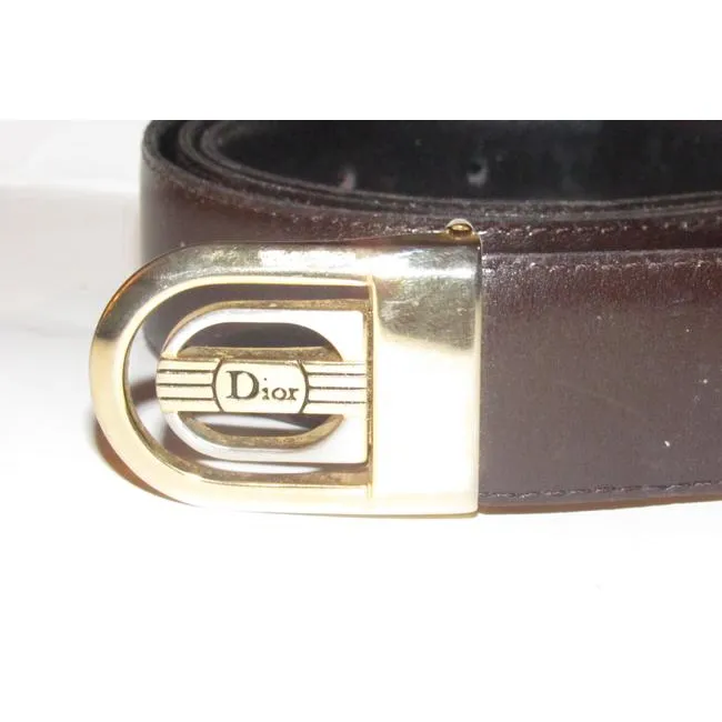 Dior Brownblacktwo Tone Buckle W Reversible Blackbrown Leather W Two Tone Engraved Belt