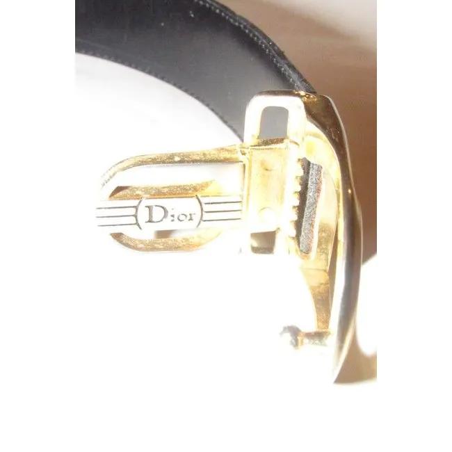 Dior Brownblacktwo Tone Buckle W Reversible Blackbrown Leather W Two Tone Engraved Belt