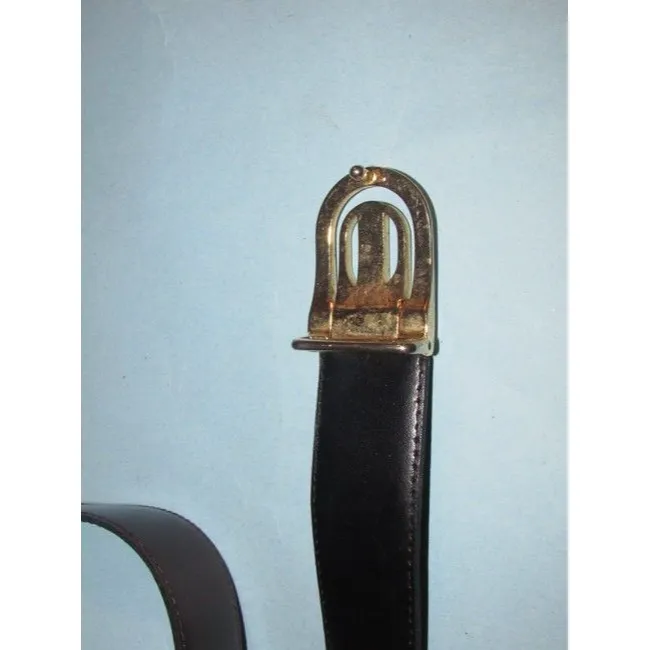 Dior Brownblacktwo Tone Buckle W Reversible Blackbrown Leather W Two Tone Engraved Belt