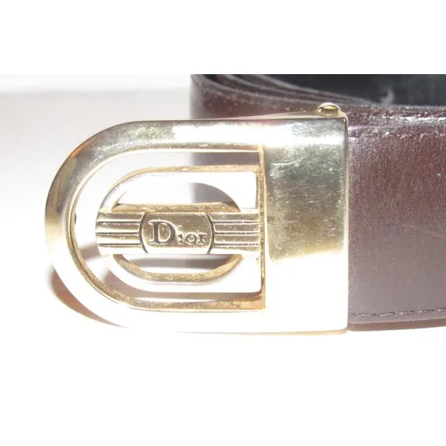 Dior Brownblacktwo Tone Buckle W Reversible Blackbrown Leather W Two Tone Engraved Belt