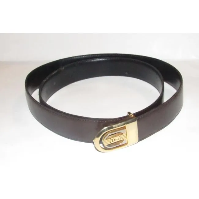 Dior Brownblacktwo Tone Buckle W Reversible Blackbrown Leather W Two Tone Engraved Belt