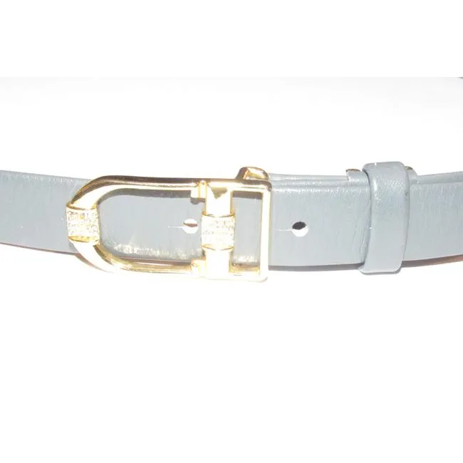 Dior Grey Leather Belt With CD Buckle w Crystals