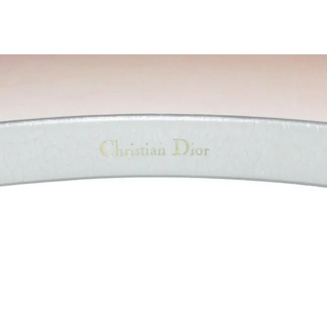 Dior Grey Leather Belt With CD Buckle w Crystals