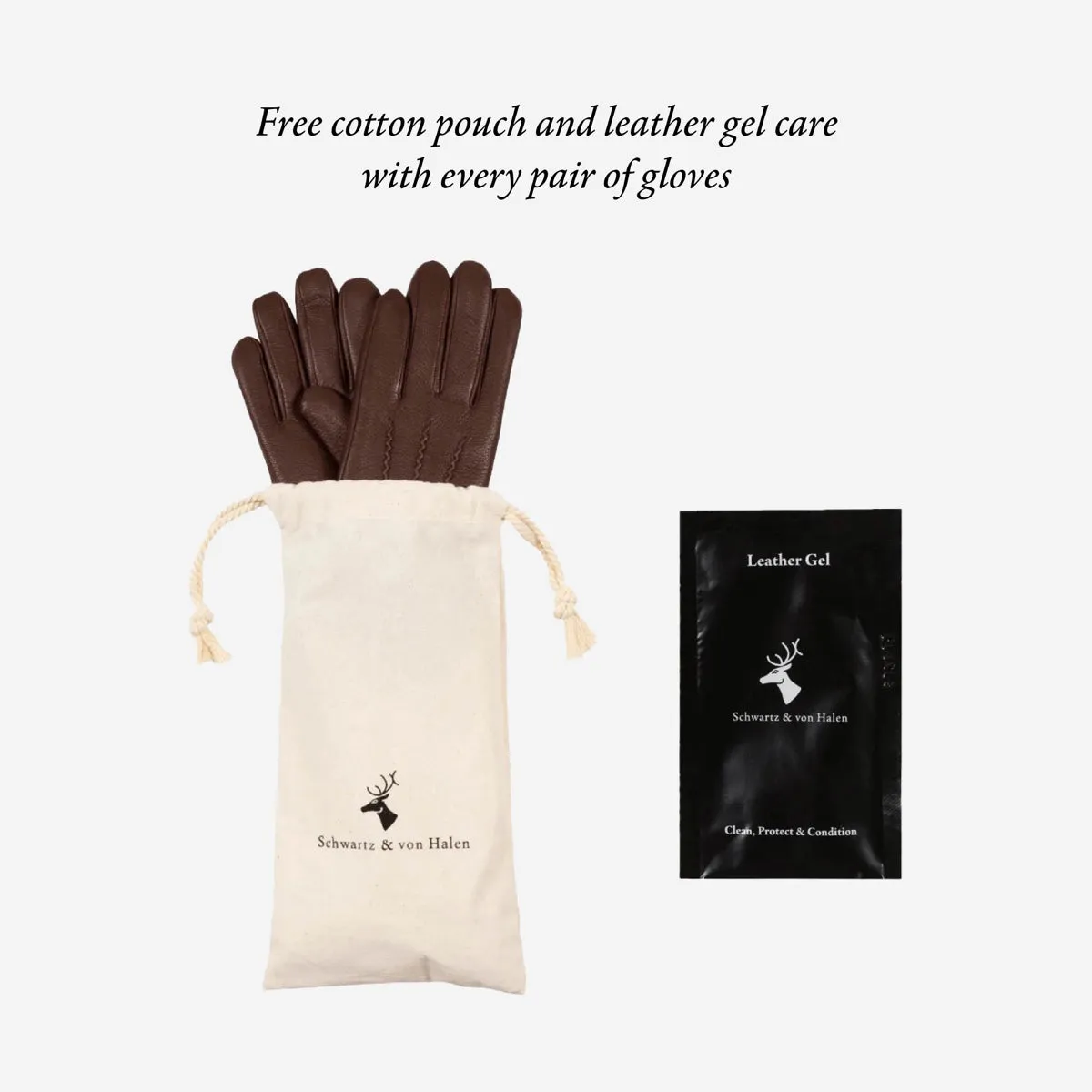 Emily (brown) – deerskin (American deerskin) leather gloves with warm wool lining