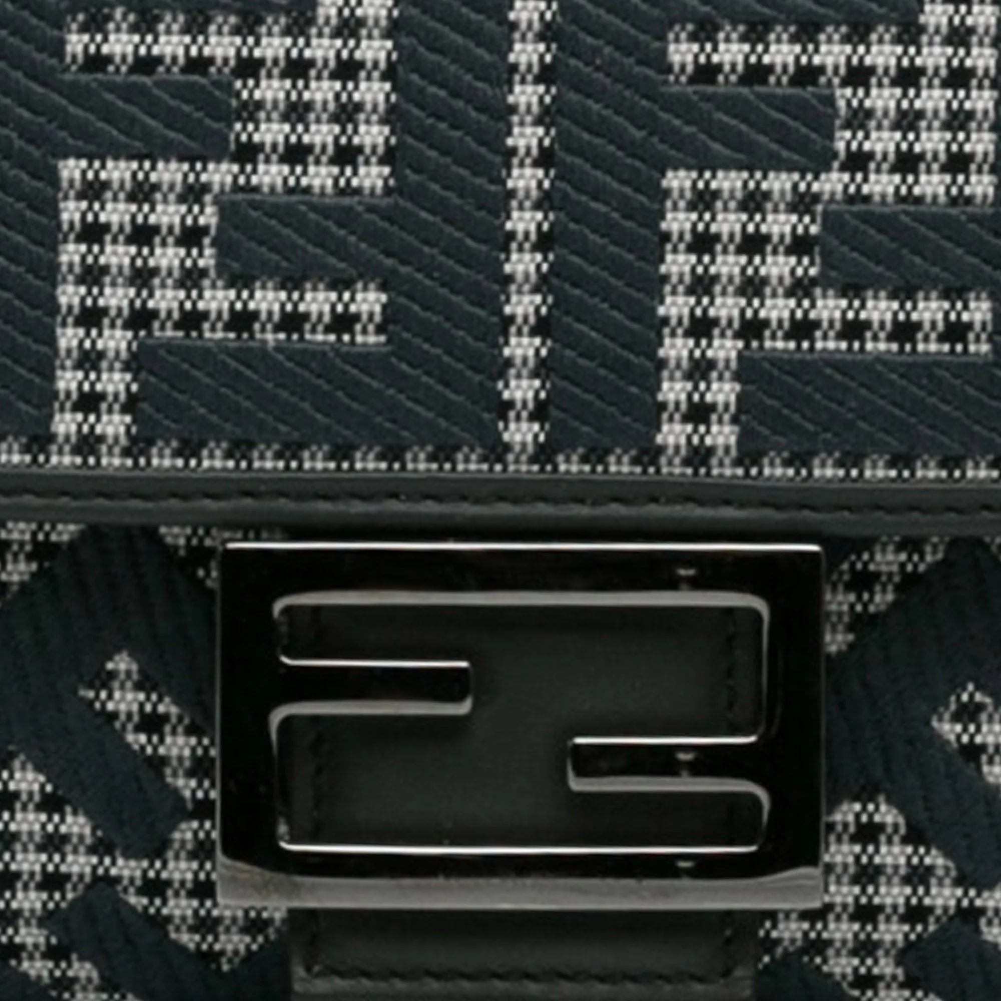 Fendi Baguette Grey Houndstooth Zucca Canvas