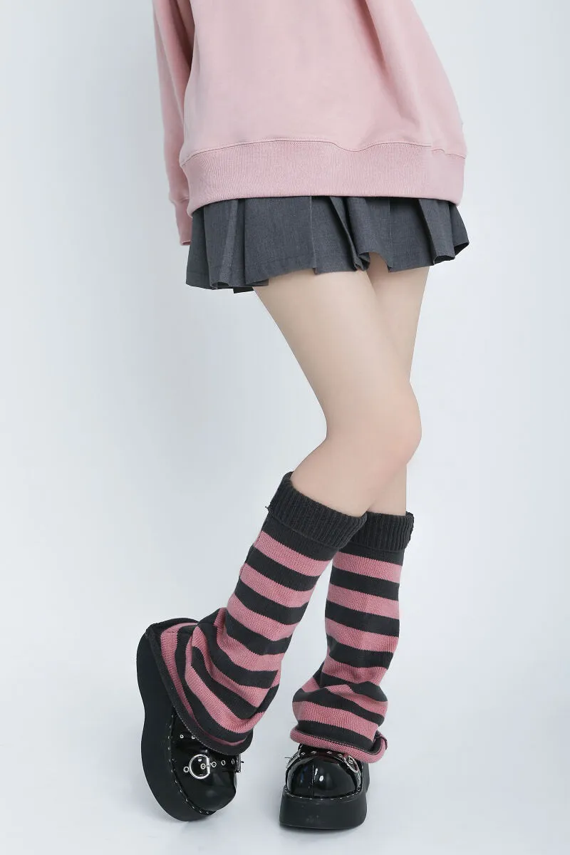 Flared Striped Knit Leg Warmer Socks