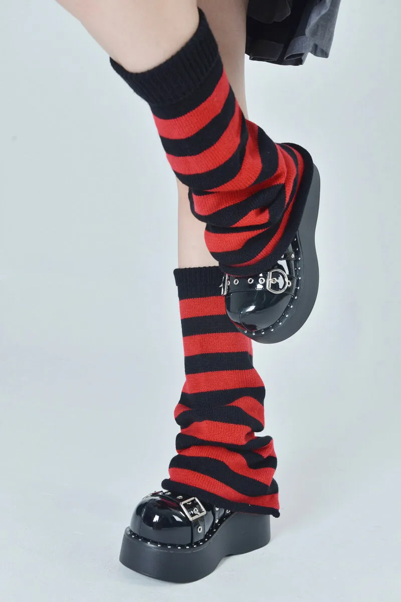 Flared Striped Knit Leg Warmer Socks