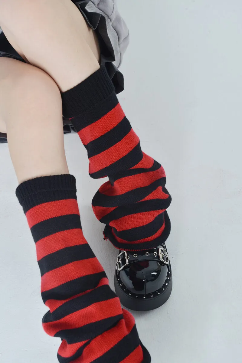 Flared Striped Knit Leg Warmer Socks