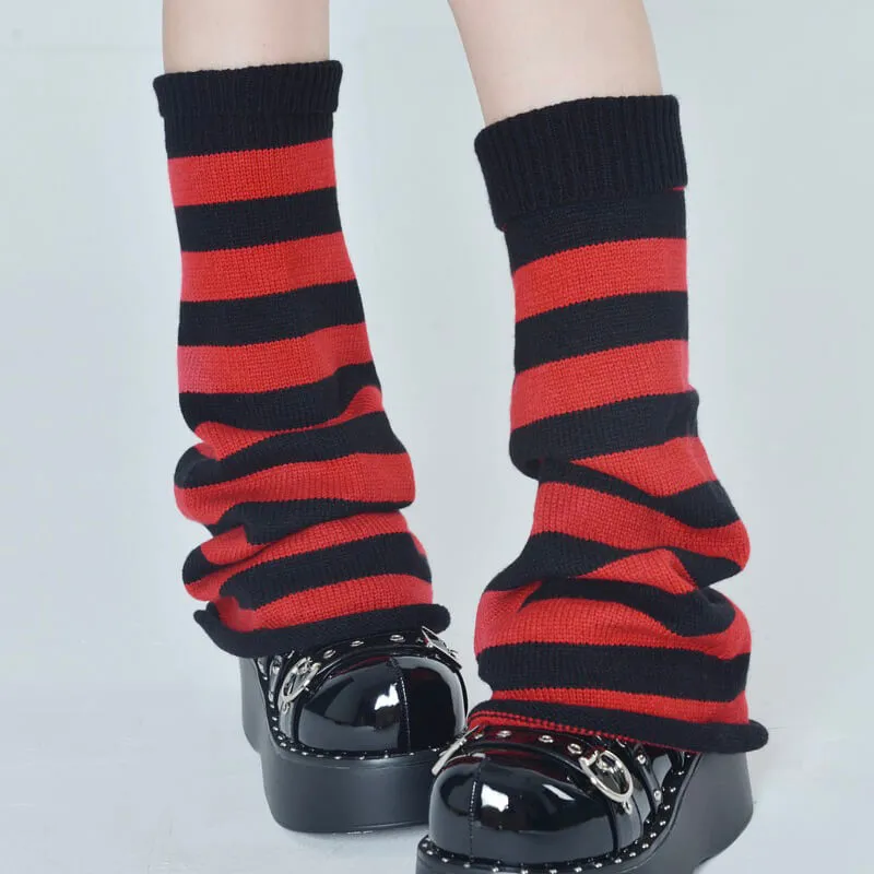 Flared Striped Knit Leg Warmer Socks