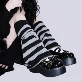 Flared Striped Knit Leg Warmer Socks