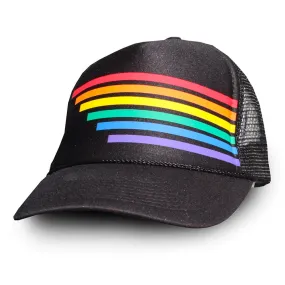 Gay Pride Rainbow Faded Black Vintage Style Trucker Cap