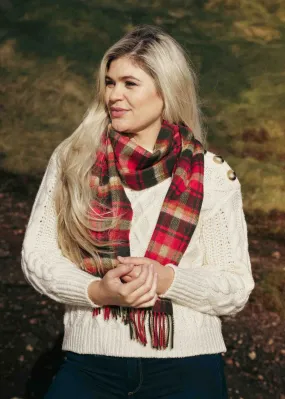 John Hanly Red Green Check Scarf