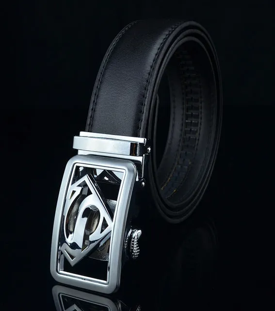 KWD 2019 New Designer Luxury Superman Automatic Buckle Belt Cowskin Genuine Leather Belts for Men Business Male Ceinture Riem