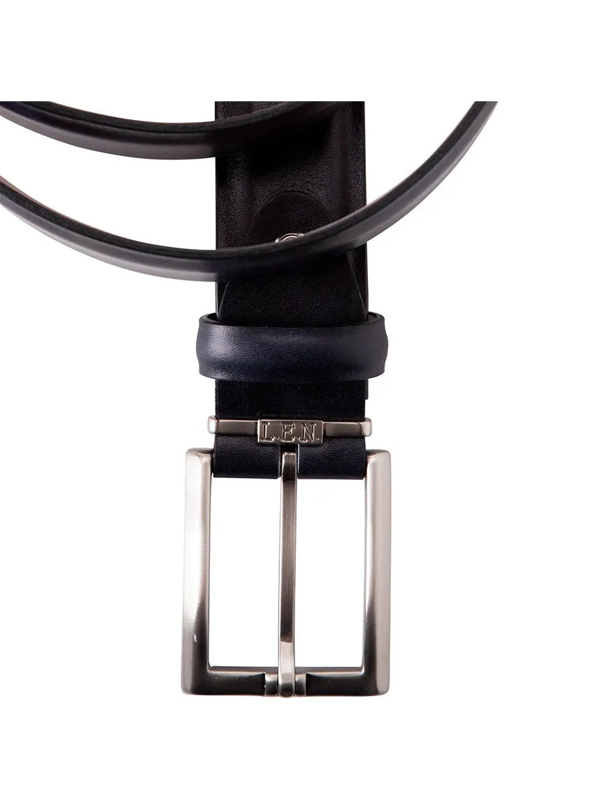 LEN Belts Italian Marbled Calf Belt in Navy