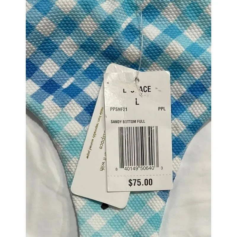 L*SPACE Revolve  DD Alia Bikini Top and Sandy Bottom L Picnic Plaid Pique New