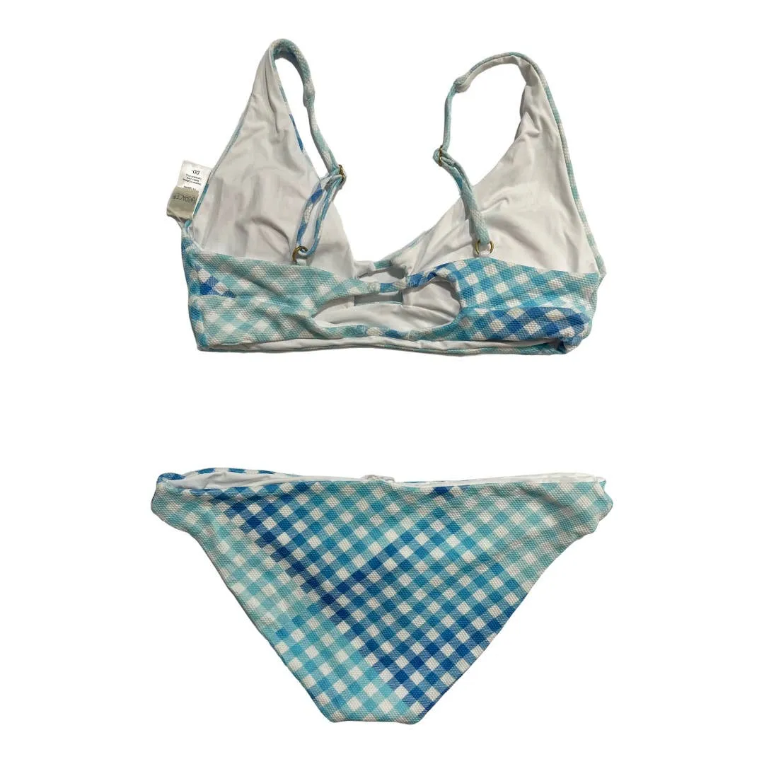 L*SPACE Revolve  DD Alia Bikini Top and Sandy Bottom L Picnic Plaid Pique New