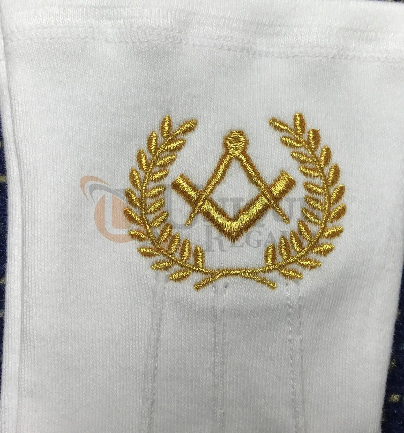 Masonic Cotton Gloves with Mylar Embroidery  Square Compass Gold/Silver