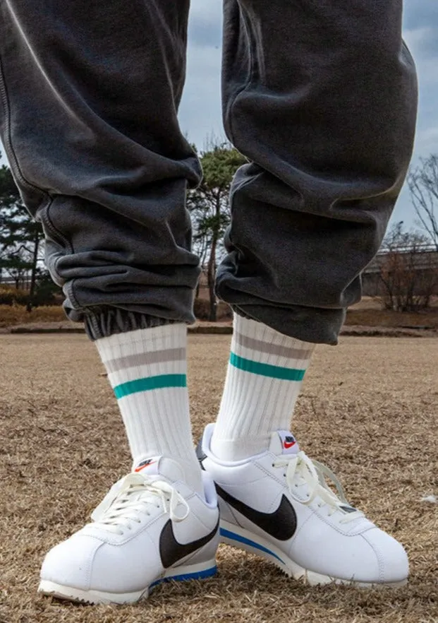 Men's Vintage Stripe Socks - Silver, Mint, & White