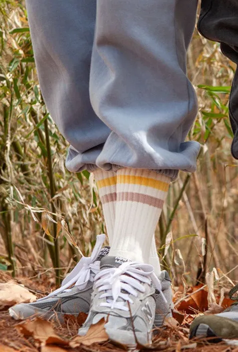 Men's Vintage Stripe Socks - Yellow, Brown, & Cream