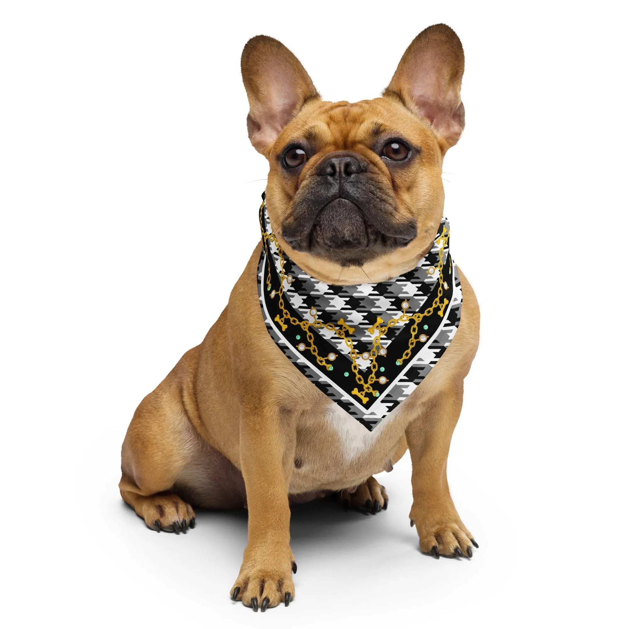 Ms. Coco Houndstooth Dog Bandana Black and White