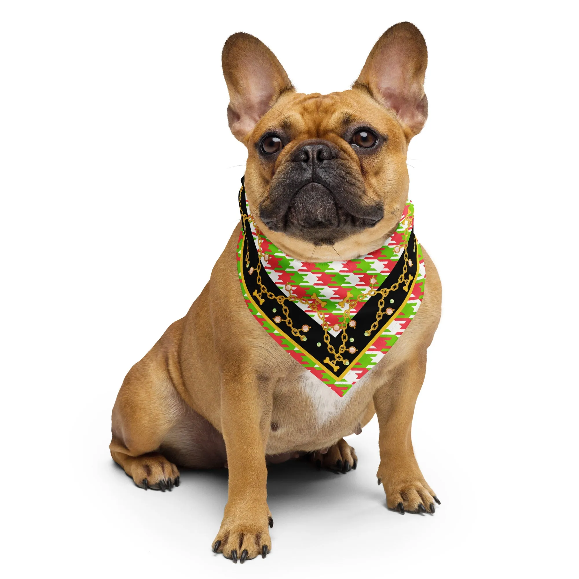 Ms. Coco Houndstooth Dog Bandana Christmas Colors