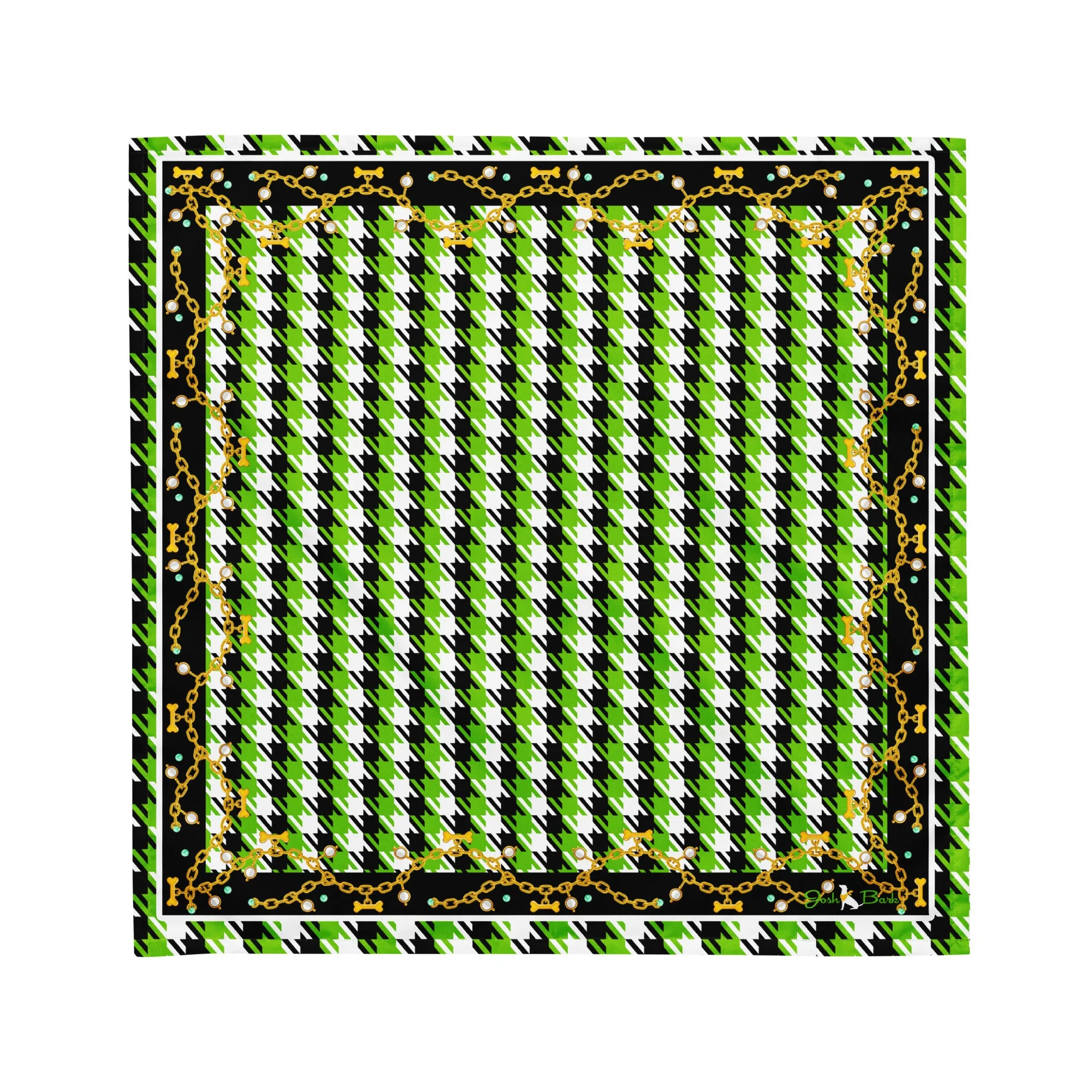 Ms. Coco Houndstooth Dog Bandana in Green and Black