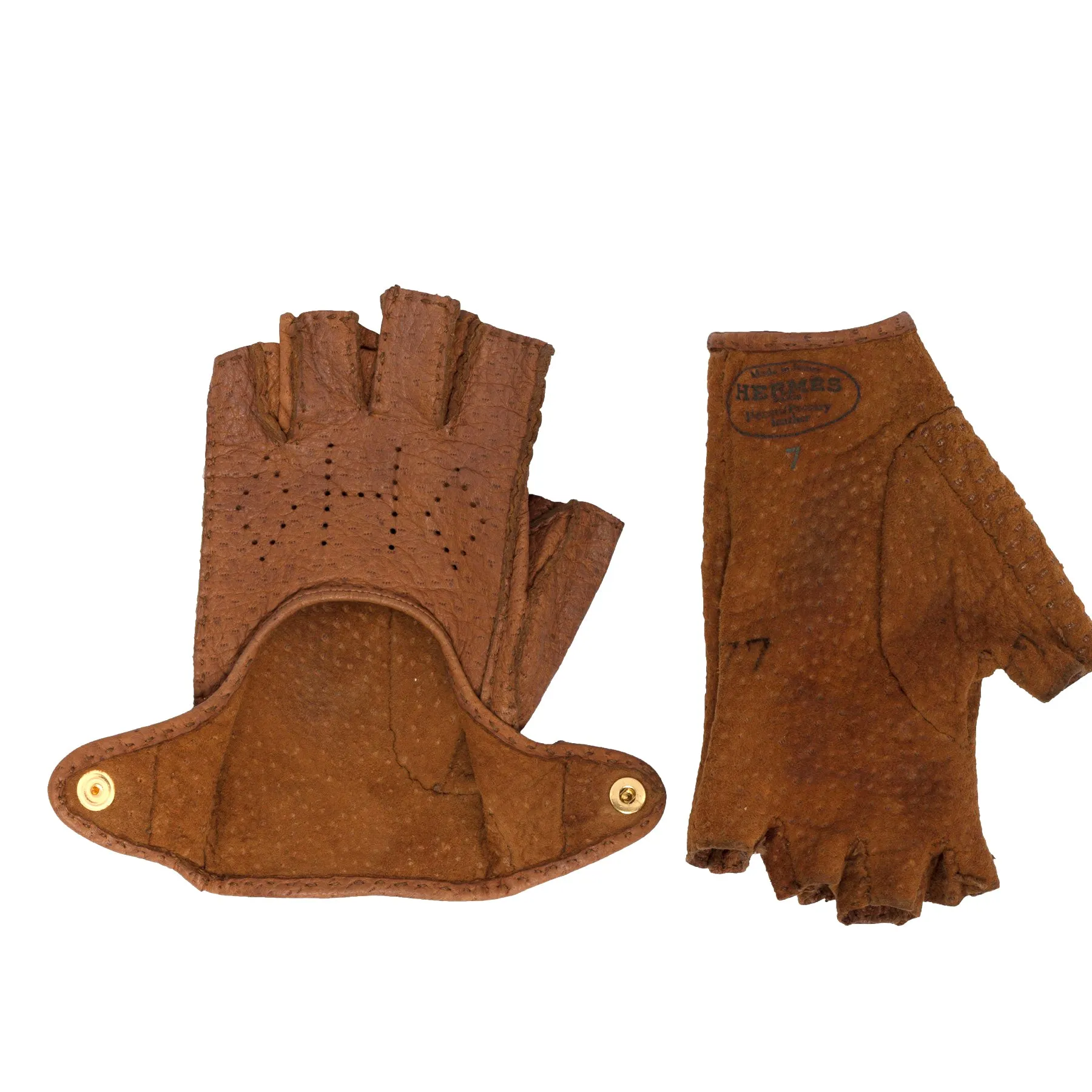 Ostrich Leather Fingerless Driving Gloves