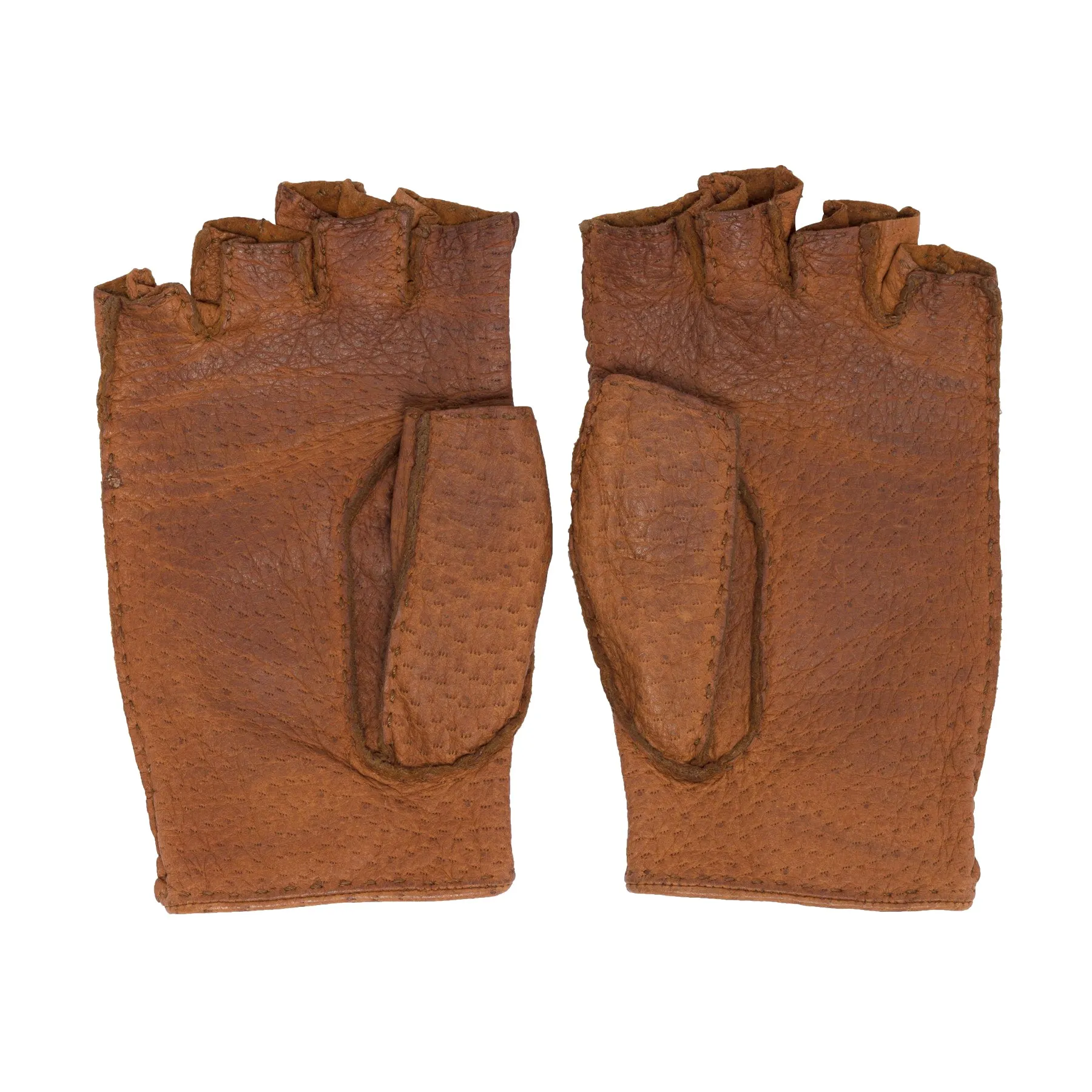 Ostrich Leather Fingerless Driving Gloves