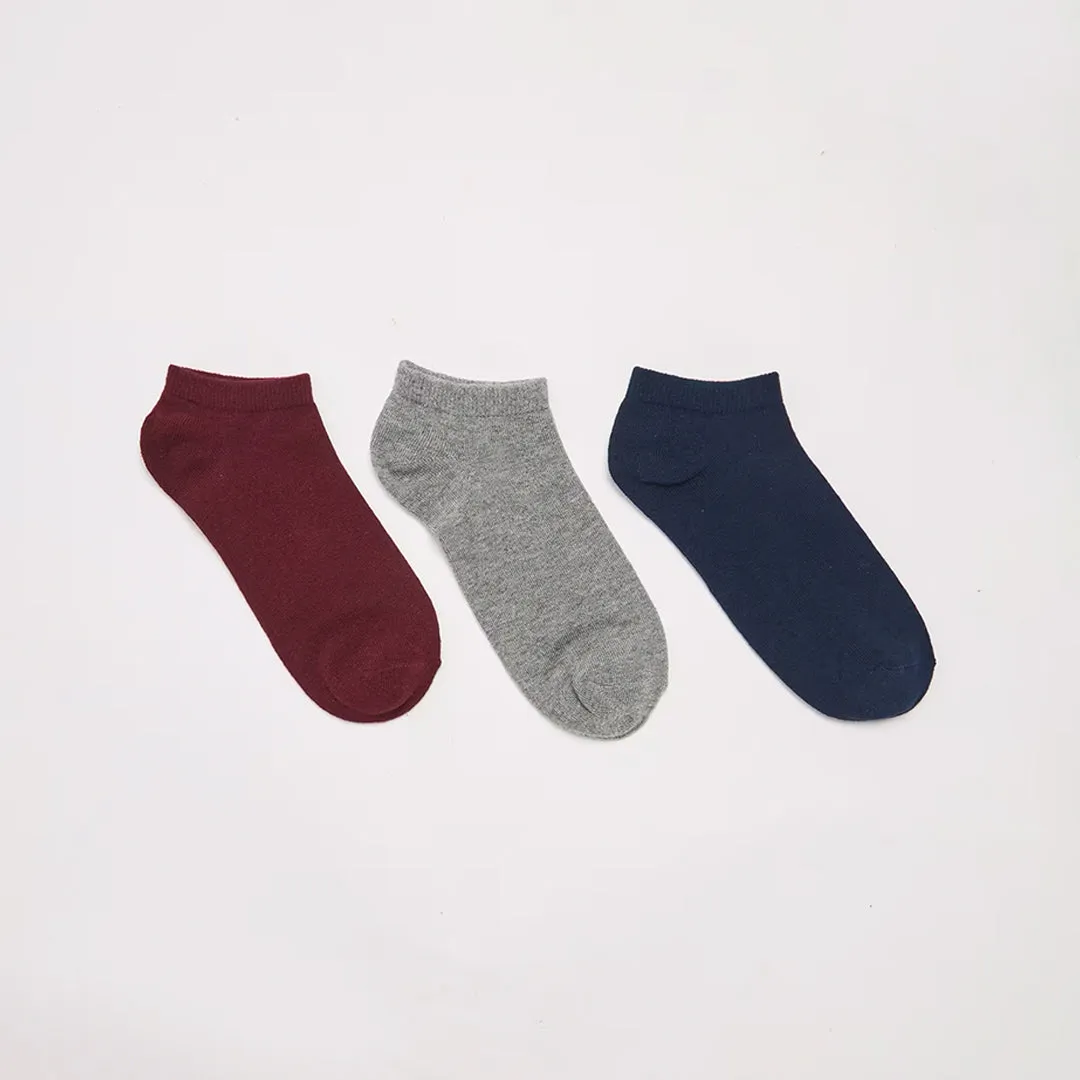 Pack of 3 Plain Color Short Socks