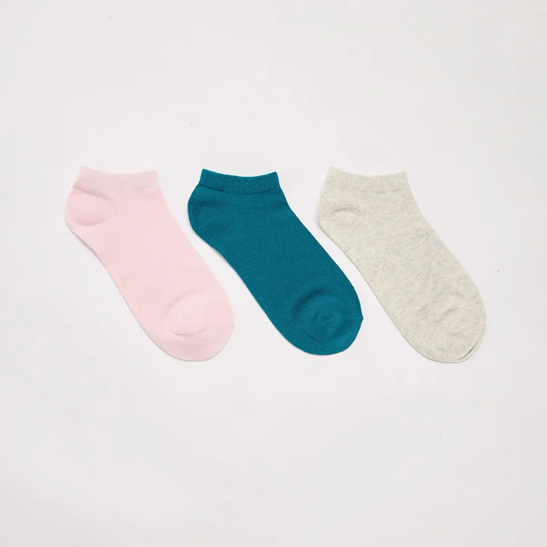 Pack of 3 Plain Color Short Socks