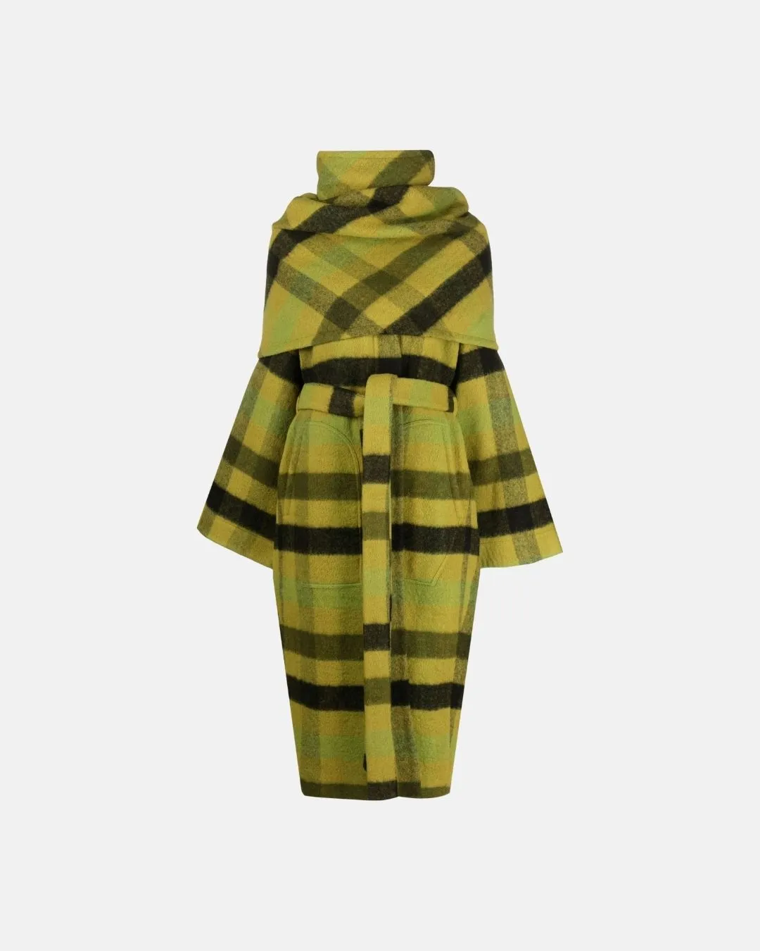 Rick Owens Women Dagger Robe In Boiled Wool Plaid Acid Plaid