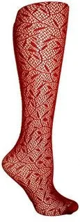 Ruby Red Bamboo Textured Knee High Trouser Socks (Women's)