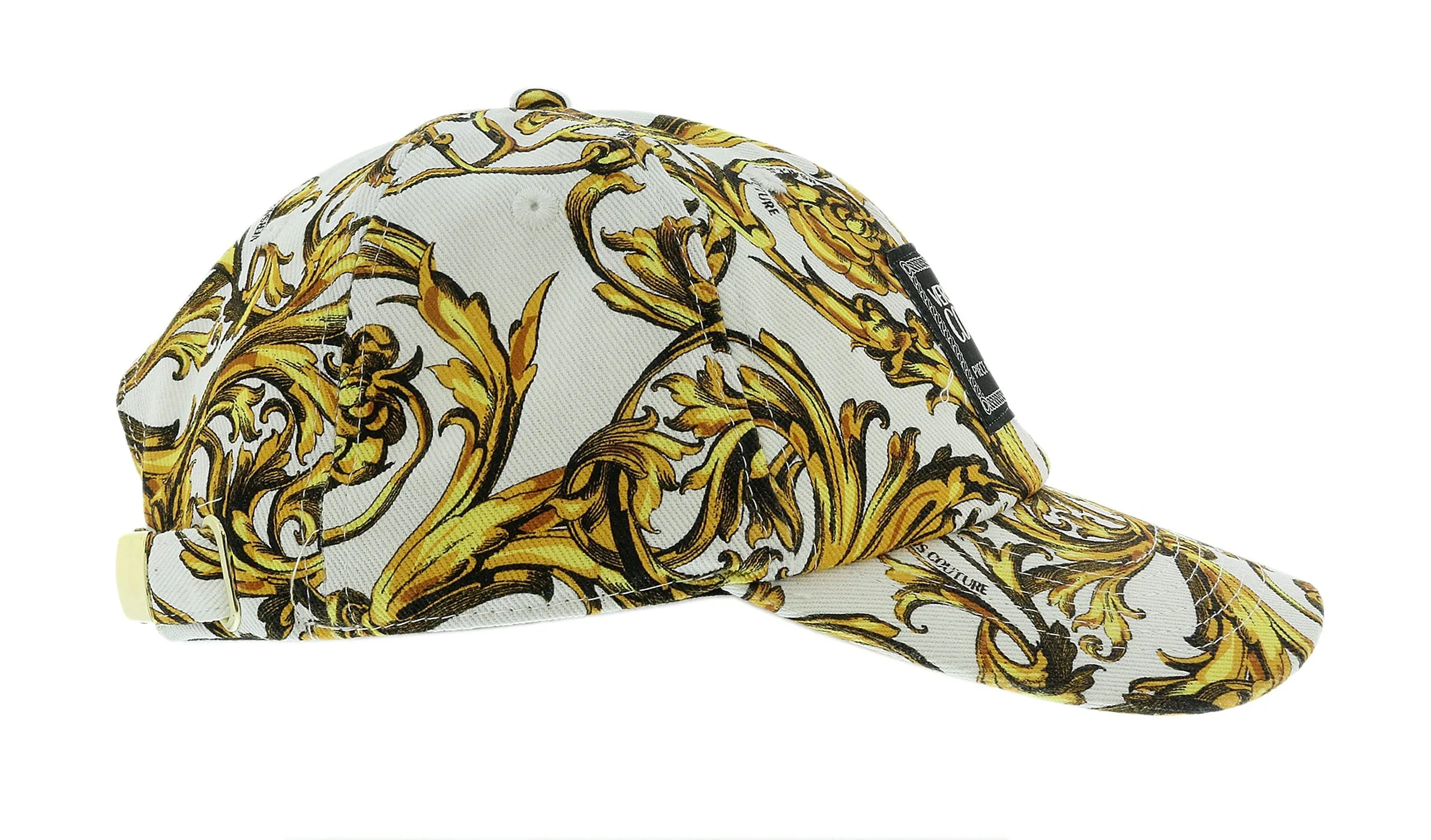Versace Jeans Couture White Gold  Baroque Print Baseball Cap-One Size