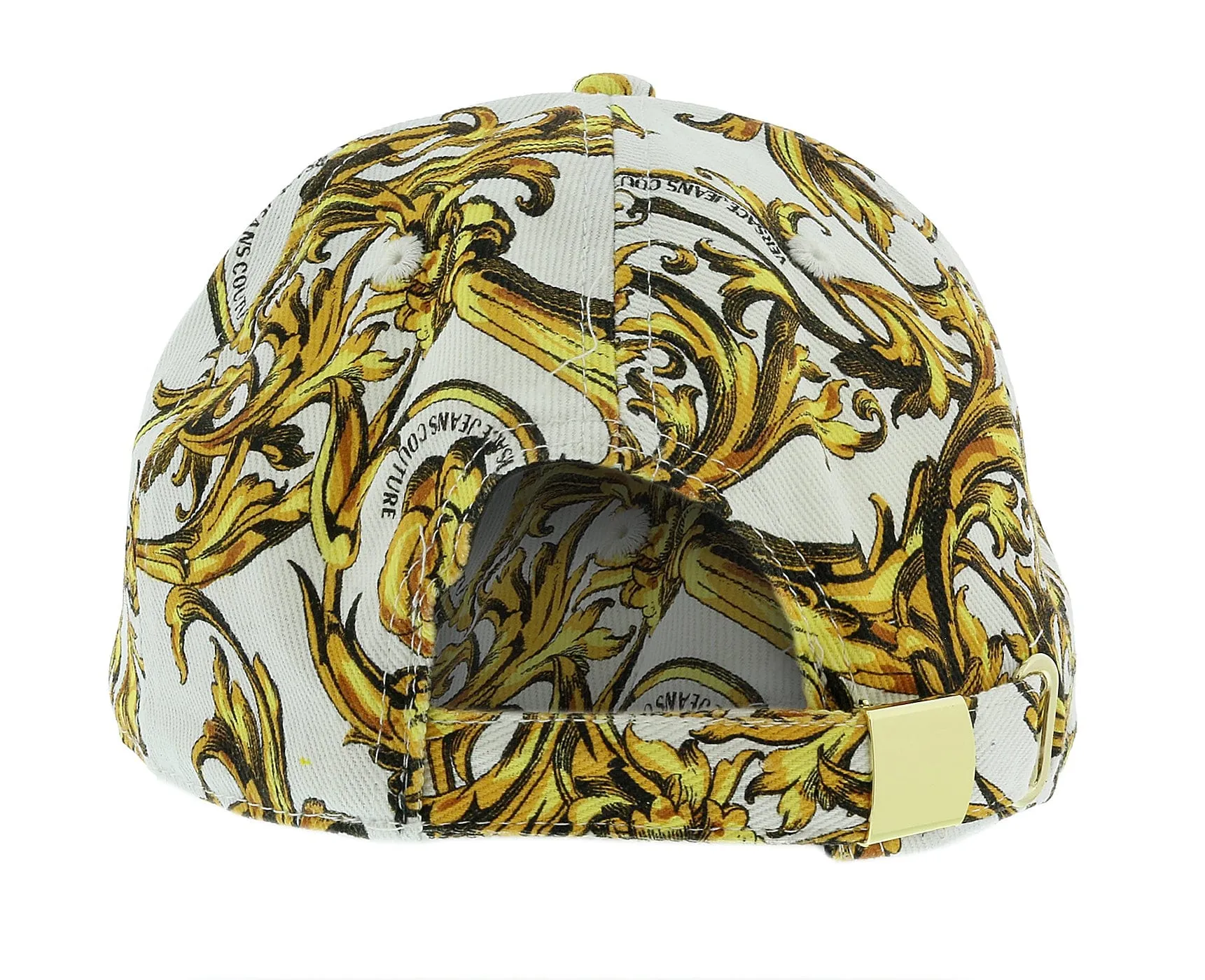 Versace Jeans Couture White Gold  Baroque Print Baseball Cap-One Size