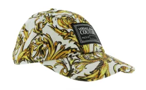Versace Jeans Couture White Gold  Baroque Print Baseball Cap-One Size