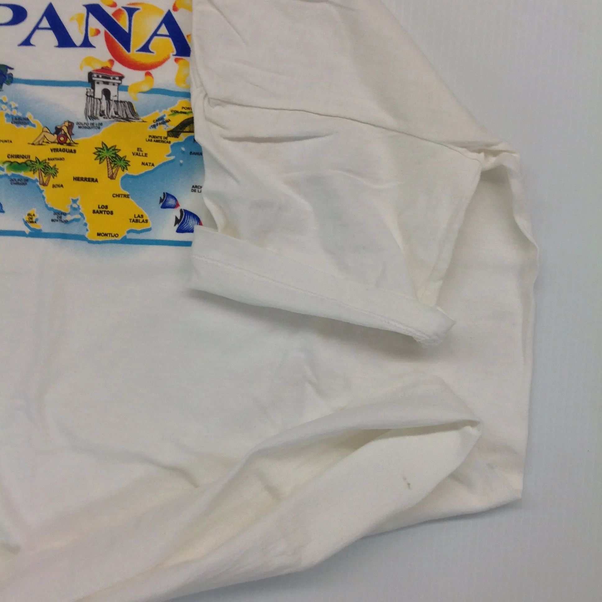 Vintage Tropic Plus Cotton Souvenir White Men's Small Short-Sleeve Panama Canal Points of Interest T-Shirt