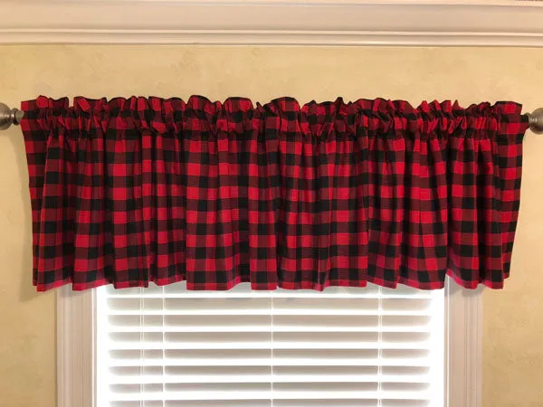 Window Valance - Red and Black Plaid