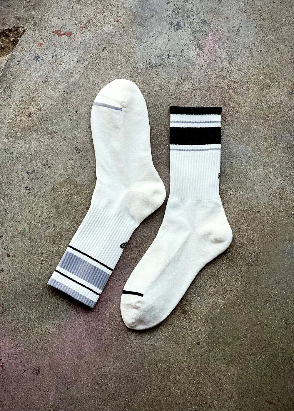 Women's Mismatched Vintage Stripe Socks - Black, Gray, & White