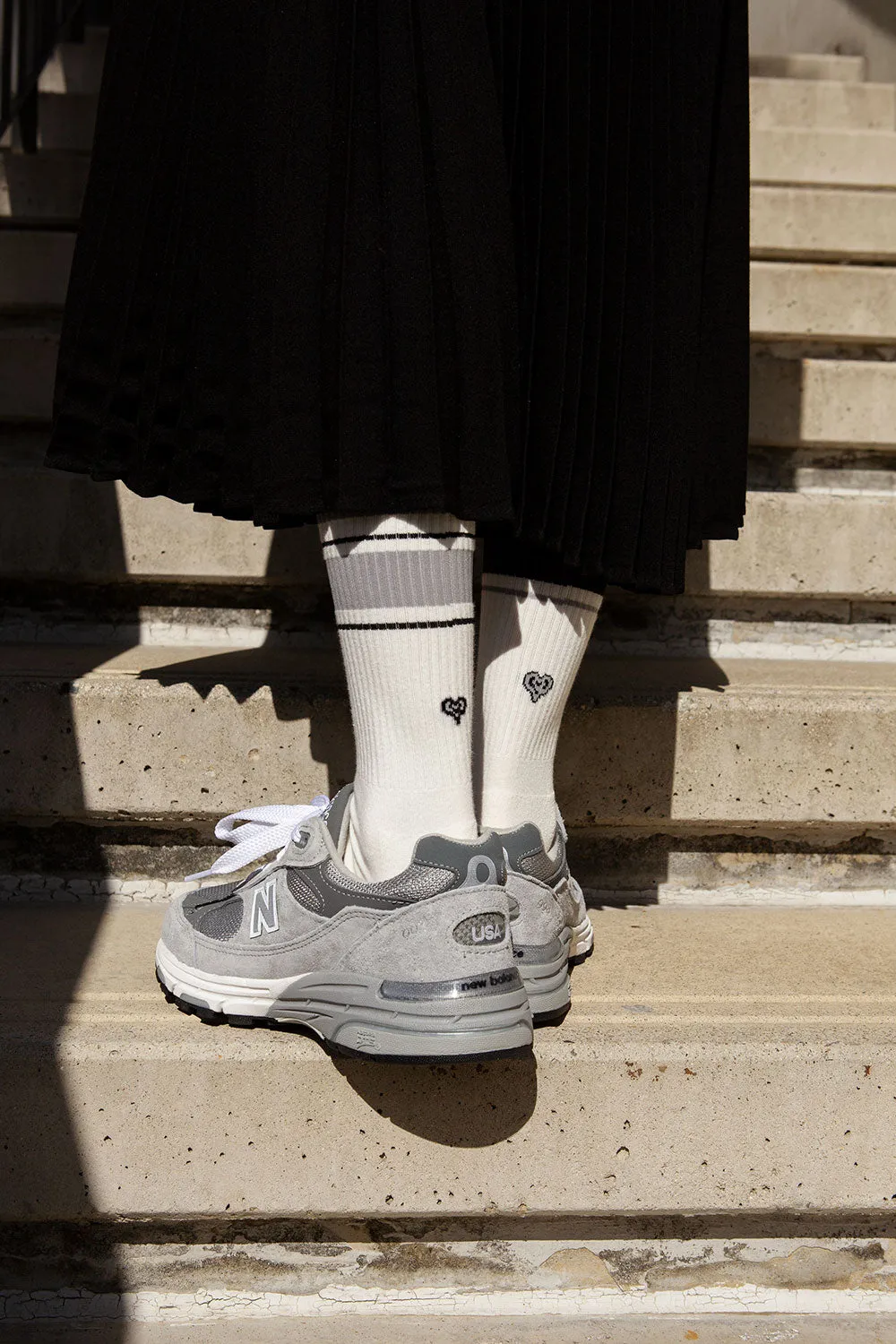 Women's Mismatched Vintage Stripe Socks - Black, Gray, & White